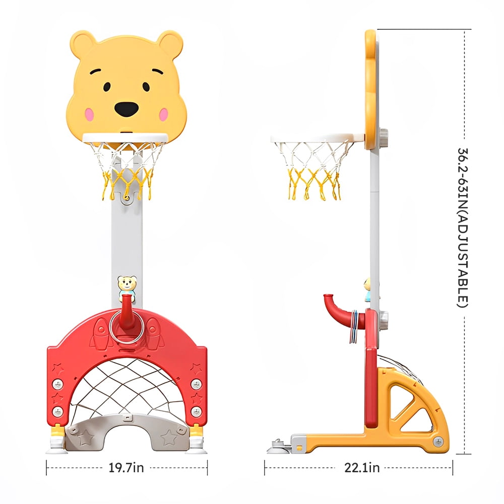 3-in-1 Kids Sports Center: Basketball Hoop, Soccer Goal, Ring Toss Playset - Indoor and Outdoor Activity Center for Toddlers - Toys for Active Kids - Basketball and Soccer for Toddlers