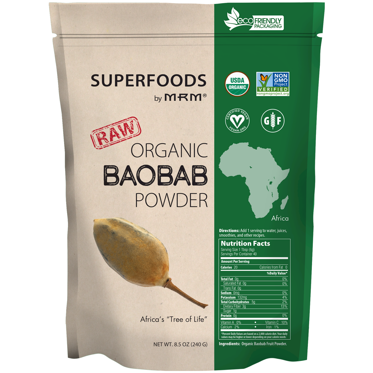 Raw Organic Baobab Fruit Powder