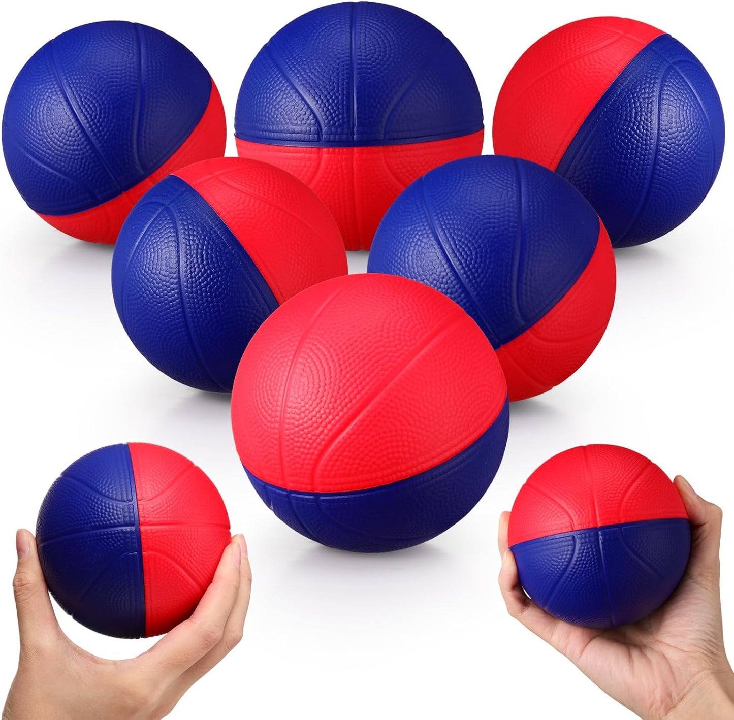 6 Pcs Basketball Stress Balls 4 Inch Soft Mini Foam Basketball Quiet Toy Basketball Foam Balls for Indoor Outdoor Sport Theme Party Game Party Favors (Blue, Red)