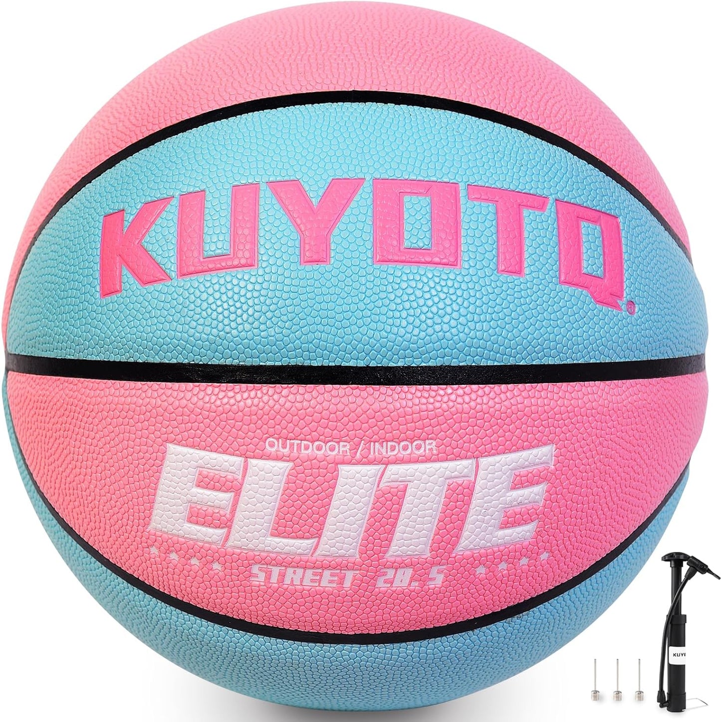 Girls Womens Size 6 (28.5") Elite Basketball with Pump Premium Composite Leather Basketball in&Outdoor Game Gym Training Competition Sports Basketballs Gifts for Girls/Womens KUYOTQ