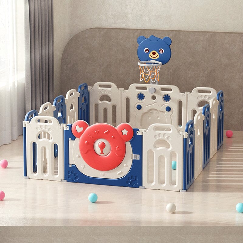 Baby Playpen Kids Safety Gate with Basketball Hoop Kids Basketball Hoops Living and Home 163cm W x 203cm D x 65cm H