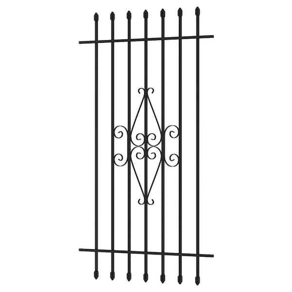 Window Guard 30" x 54" Spear Point Bar Scroll Work Black Classic Elegant Styled