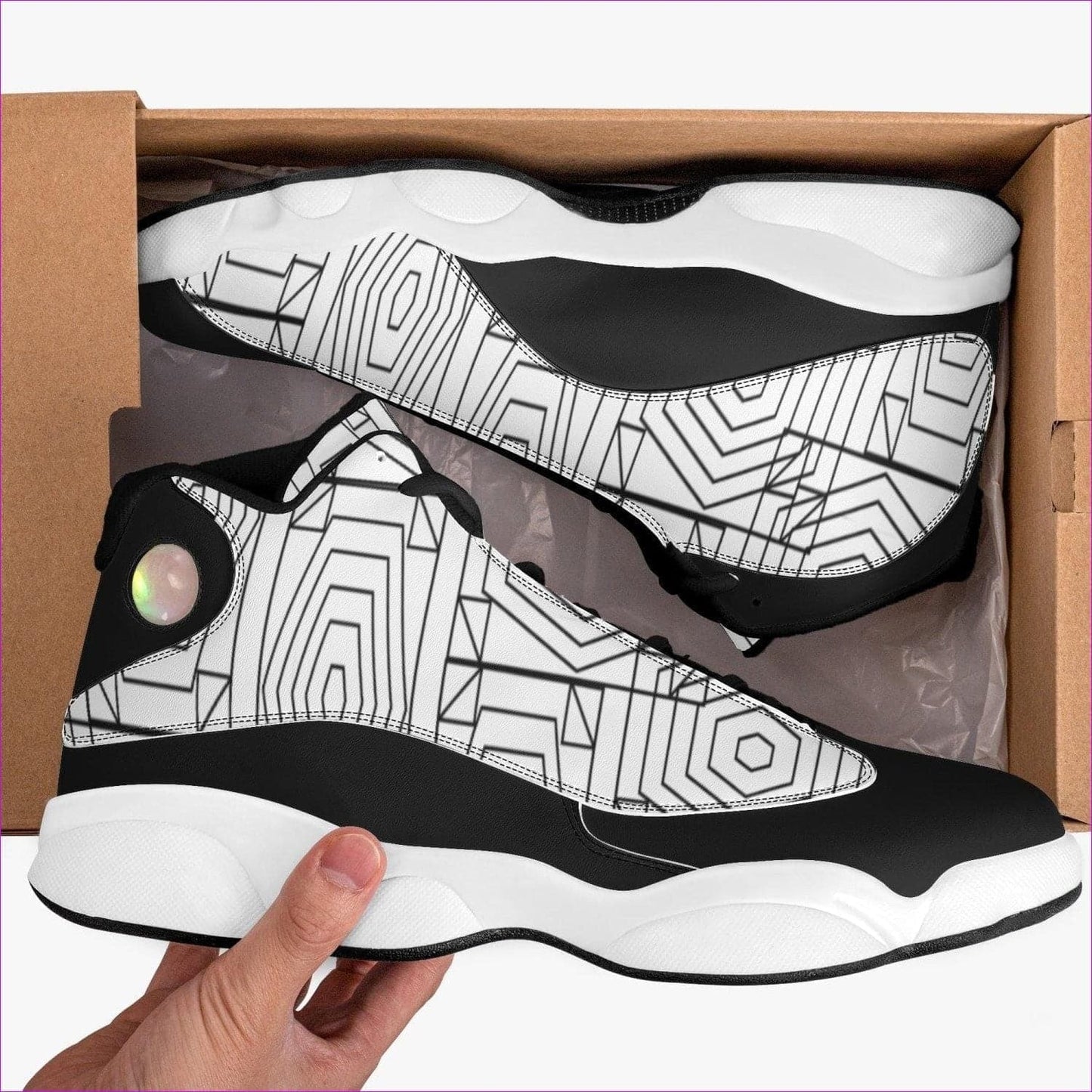 Men - Web Air High-Top Leather Basketball Sneakers - Basketball sneaker at TFC&H Co.