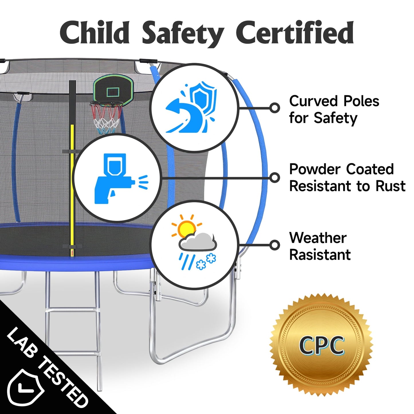 12FT Kids Adults Trampoline with Basketball Hoop, BTMWAY New Upgraded Recreational Trampolines with Safety Enclosure Net, Backyard Trampoline with Heavy Duty Weatherproof Jump Mat Spring Cover
