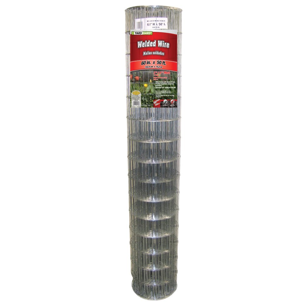 YardGard® 308303B Galvanized Welded Wire Fence, 14-Gauge, 4"x2" Mesh, 60"x50'