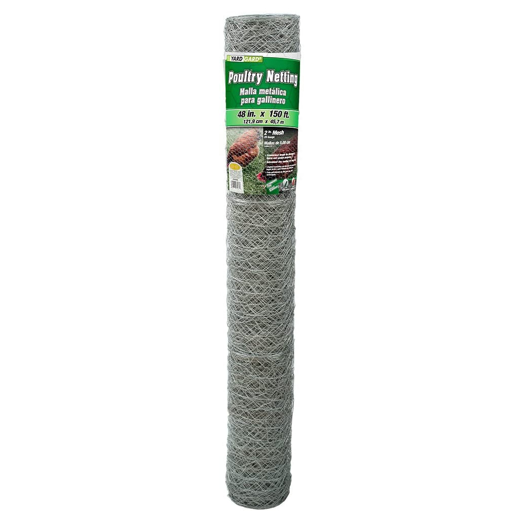 YardGard 308496B Galvanized Poultry Netting, 20-Gauge, 2" Mesh, 48" x 150'