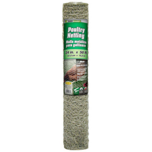 YardGard® 308411B Galvanized Poultry Netting, 20-Gauge, 1" Mesh, 24" x 50'