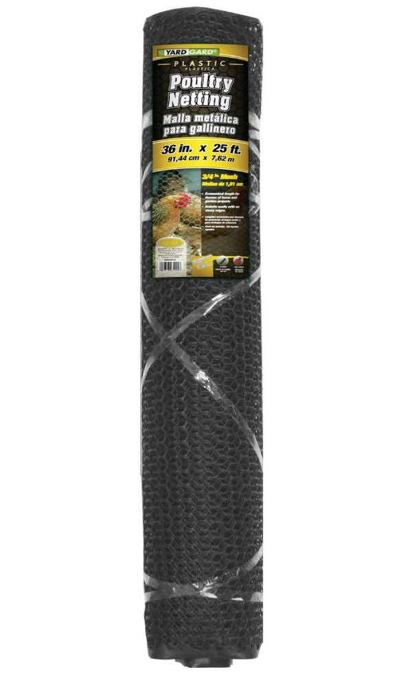 YardGard® 889240A Plastic Poultry Netting, Black, 3/4" Mesh, 36" x 25'