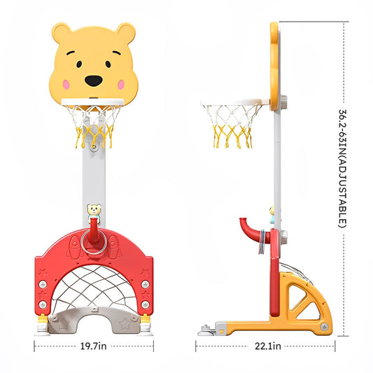 3-in-1 Kids Sports Center: Basketball Hoop, Soccer Goal, Ring Toss Playset - Indoor and Outdoor Activity Center for Toddlers - Toys for Active Kids - Basketball and Soccer for Toddlers