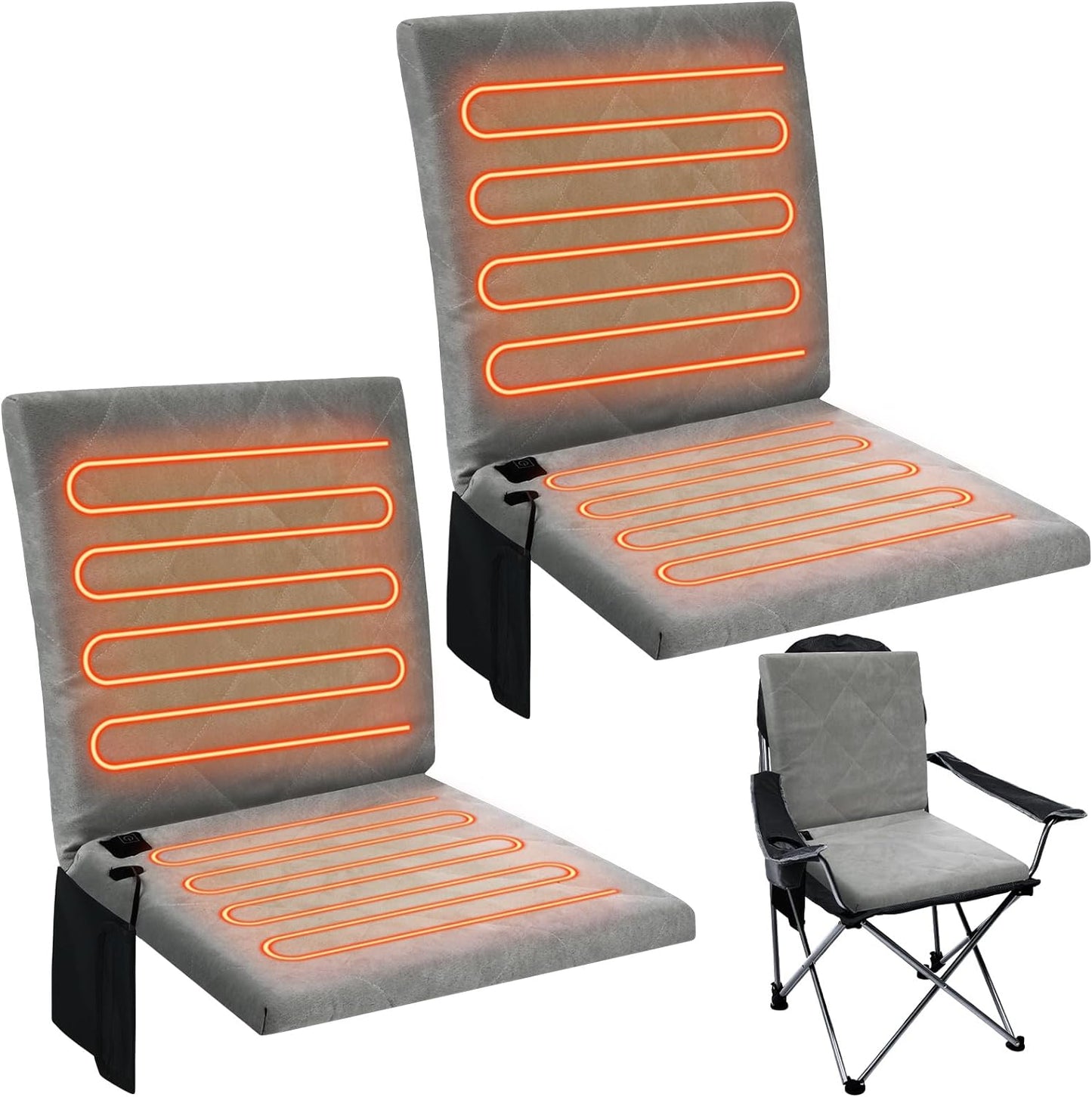 Portable Heated Seat Cushion Foldable Heating Cushion 3 Mode Adjustable Heated Chair Pad Stadium Chair Heated Stadium Seat for Sports, Indoor, Outdoor, Power Bank Not Included