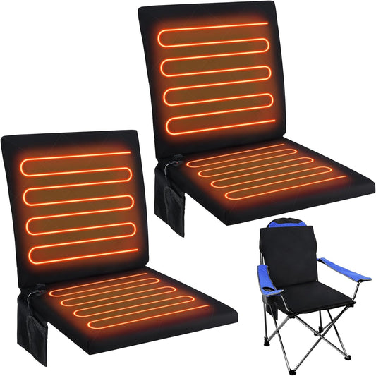 Portable Heated Seat Cushion Black Foldable Heating Cushion 3 Mode Adjustable Heated Chair Pad Stadium Chair Heated Stadium Seat for Sports, Indoor, Outdoor, Power Bank Not Included