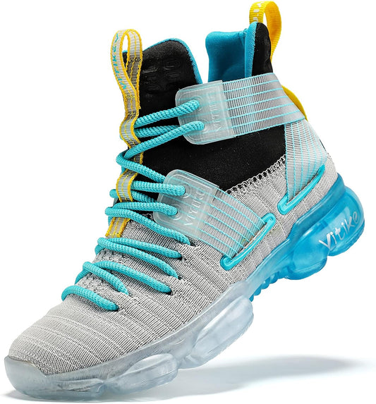 VITUOFLY Kids Basketball Shoes Boys Air Cushion Sneakers Girls Mid Top School Training Shoes Non-Slip Outdoor Sports Shoes Comfortable Boys Running Shoes Durable Little Kid/Big Kid