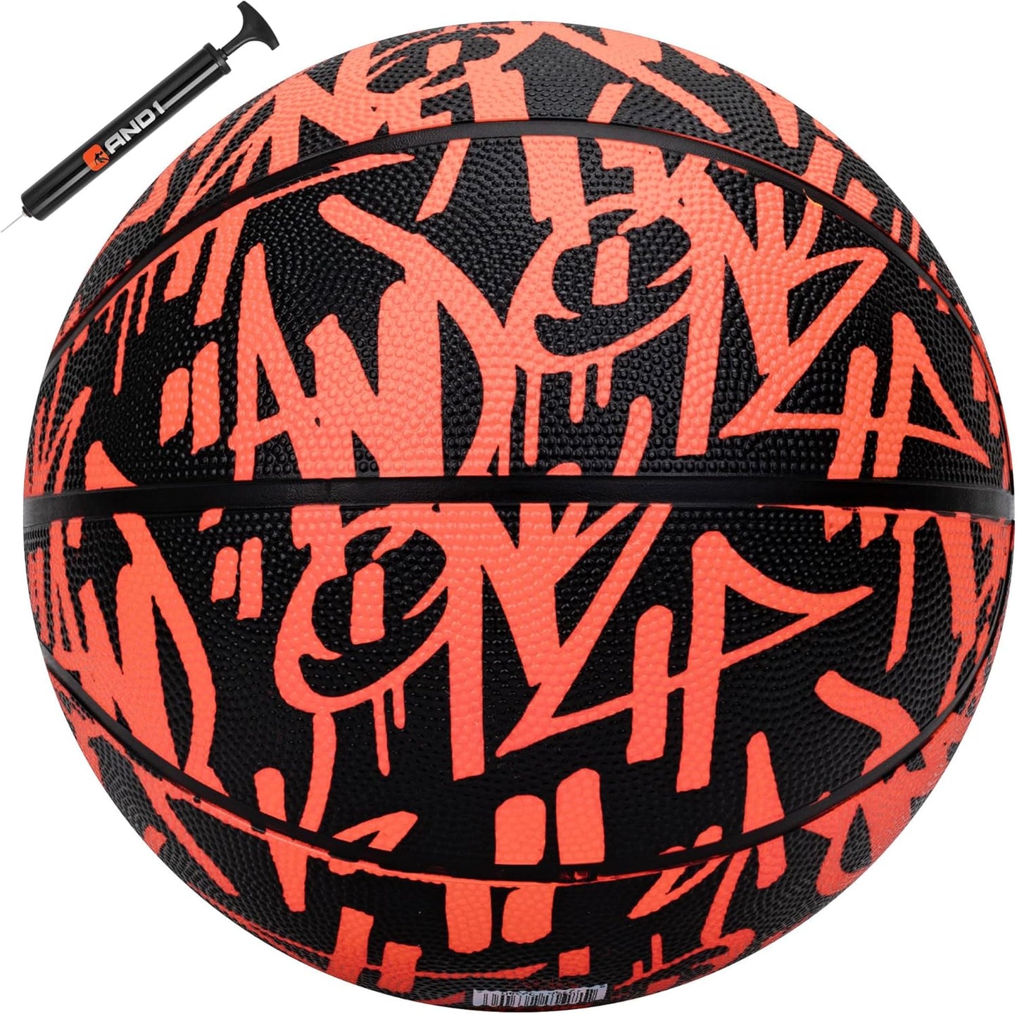 AND1 Street Ink 28.5 Basketball - Intermediate Rubber Streetball for Indoor/Outdoor Play, Includes Pump, Official Women's High School, College, Size 6, for Girls & Women 12+