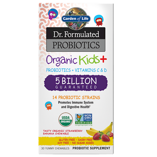 Organic Kids Probiotics Strw/Ban 30chews